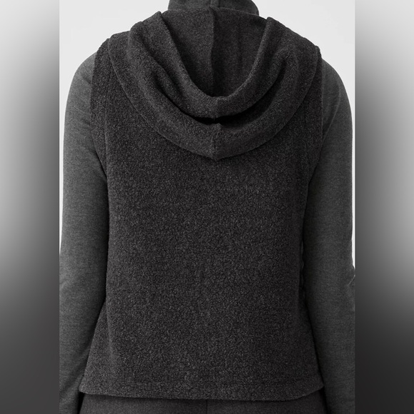 Eileen Fisher Boucle Wool Knit Hooded Vest NWOT CHARCOAL - Picture 5 of 14